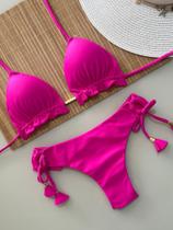 Biquini Cortininha Com Calcinha Fio Duplo, Pink Biquini Cortininha Com Calcinha Fio Duplo, Pink