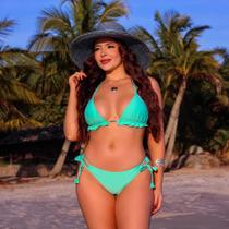 Biquini Cortininha Com Calcinha Fio Duplo, Verde Água Biquini Cortininha Com Calcinha Fio Duplo, Verde Água