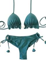 Biquini Cortininha Com Calcinha Fio Duplo, Verde Palace Biquini Cortininha Com Calcinha Fio Duplo, Verde Palace