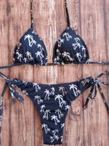 Biquíni cortininha estampa exclusiva coleção Oásis tamanho único P ao GG