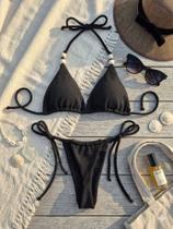 Biquini cortininha fio dental amarração lateral Bojo Removivel bronze perfeito moda praia verão 2026 Biquini cortininha fio dental amarração lateral Bojo Removivel bronze perfeito moda praia verão 2026