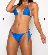 Biquíni Cortininha fio dental Azul Royal