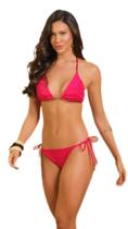 Biquini cortininha pink calcinha de amarrar sol e agua