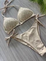 Biquíni Cortininha Praia Casual Sensual Elegante Algodão Semi Fio Amarrar Praia Feriado Festa de aniversário Namorando viagem Esportes e Fitness