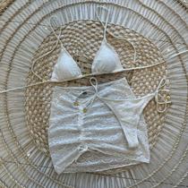 Biquini cortininha renda kit 3 peças