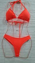 Biquíni cortininha semi fio laranja neon Mariachi tamanho M