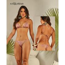 Biquini cortininha semifio estampado sol e agua