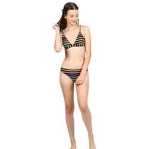 Biquíni Cortininha Teen Adriana Neon Estampado Stripes Siri