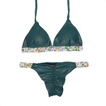 Biquini Cortininha Trança Levanta Bumbum Bojo Moda Praia Top Feminino Fio Dental Neon