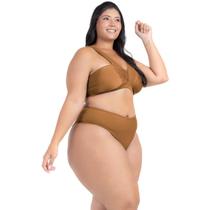Biquini Cós Alto Sustentação Plus Size Alças Largas Decote