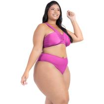 Biquini Cós Alto Sustentação Plus Size Alças Largas Decote