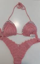 Biquíni crochê Rosa Claro