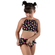 Biquíni Cropped Infantil Estampado WLS Modas Confortavel Basico Para o Verão Moda Praia Infantil