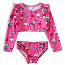 BIquíni cropped manga longa rosa docinhos Tip Top UV50+ BIquíni cropped manga longa rosa docinhos Tip Top UV50+