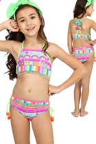 Biquini cropped siri kids laila infantil tropicolor 39011 Biquini cropped siri kids laila infantil tropicolor 39011