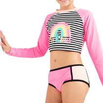Biquíni Cropped Teen Menina Cisne Rainbow Preto Verão Puket Tamanho:10 Biquíni Cropped Teen Menina Cisne Rainbow Preto Verão Puket Tamanho:10