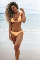 Biquíni curtinha laranja com babado