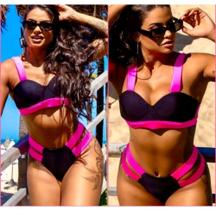 Biquini da moda versão blogueira tiras grossas verão levanta bumbum