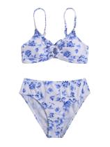 Biquíni de banho COZYEASE para meninas com estampa floral Ditsy 12Y