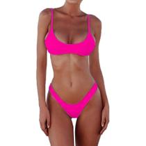 Biquíni de banho feminino SherryDC rosa com acolchoado