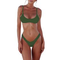 Biquíni de banho feminino SherryDC verde militar com blusa acolchoada