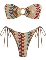 Biquíni de banho feminino ZAFUL Bandeau O Ring, corte alto, 3-vermelho