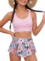 Biquíni de banho SEAUR para adolescentes e meninas, tamanho 15-16, rosa tropical Biquíni de banho SEAUR para adolescentes e meninas, tamanho 15-16, rosa tropical