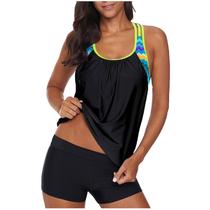 Biquíni de patchwork estampado feminino push-up acolchoado maiô maiô conjunto de roupa de praia