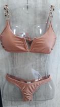 Biquini Decote V Correntaria Porto Mar Tamanho P Cor Bege Lycra Gloss Biquini Decote V Correntaria Porto Mar Tamanho P Cor Bege Lycra Gloss