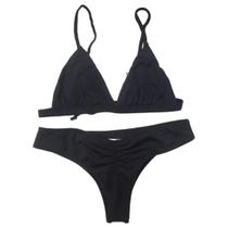 Biquíni Delicat Gorgurão - Top Citrino - Calcinha Jade Cor: Preto