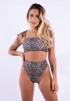 Biquíni Diluxo Top Faixa Calcinha Hot Pant Estampado