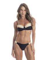 Biquini duomare bicolor corset slim tira media preto