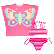 Biquíni Dupla Face + Saída De Praia Kimono Tule Menina