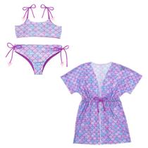 Biquíni Dupla Face + Vestido Saída De Praia Infantil Verão