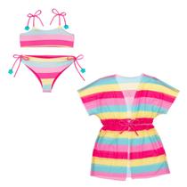 Biquíni Dupla Face + Vestido Saída De Praia Menina Infantil Biquíni Dupla Face + Vestido Saída De Praia Menina Infantil