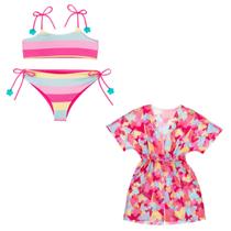 Biquíni Dupla Face + Vestido Saída De Praia Menina Infantil Biquíni Dupla Face + Vestido Saída De Praia Menina Infantil