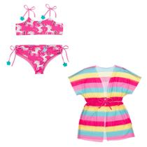 Biquíni Dupla Face + Vestido Saída De Praia Menina Infantil