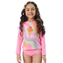 Biquíni e Blusa Infantil Kukiê c/ Proteção UV50+ cor Rosa Biquíni e Blusa Infantil Kukiê c/ Proteção UV50+ cor Rosa