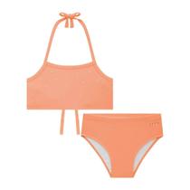 Biquíni em Malha com Proteção UV+ na cor Laranja Neon com aplique em strass - Kukiê Biquíni em Malha com Proteção UV+ na cor Laranja Neon com aplique em strass - Kukiê