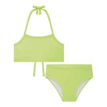 Biquíni em Malha com Proteção UV+ na cor Verde Neon com aplique em strass - Kukiê Biquíni em Malha com Proteção UV+ na cor Verde Neon com aplique em strass - Kukiê