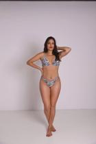 Biquíni estampa zebra curtinha/calcinha asa delta