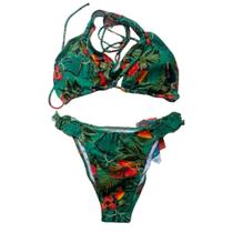 Biquini Estampado com Bojo Transpassado e Calcinha com Lateral Flu Flu