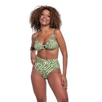 Biquíni Estampado Feminino Hot Pant Bojo Top Com Abotoador