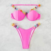 Biquíni Europeu Rosa e Flores Tamanho G Biquíni Europeu Rosa e Flores Tamanho G