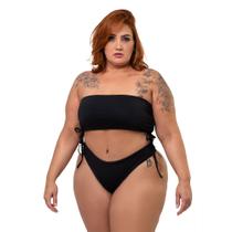 Biquíni Faixa Fio Duplo Plus Size Top sem alça com Ajuste Lateral