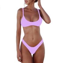 Biquíni, fato de banho SherryDC Solid Scoop Neck Push Up, acolchoado