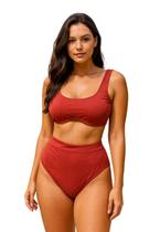 Biquíni Feminino Aro sem Bojo Calcinha Cintura Alta Liso Biquíni Feminino Aro sem Bojo Calcinha Cintura Alta Liso