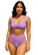 Biquíni Feminino Aro Sem Bojo Calcinha Cintura Alta Texturizado