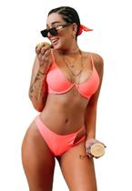 Biquíni Feminino Aro V Invertido Sem Bojo Liso Com Calcinha Fio Duplo e Tira Lateral Biquíni Feminino Aro V Invertido Sem Bojo Liso Com Calcinha Fio Duplo e Tira Lateral