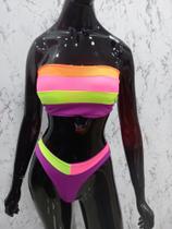 Biquini Feminino Asa Delta TOP com Bojo Listrado + Saída de Praia Longa Manga 3/4 Biquini Feminino Asa Delta TOP com Bojo Listrado + Saída de Praia Longa Manga 3/4